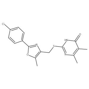 2-(((2-(4-Chlorophenyl)-5-methyloxazol-4-yl)methyl)thio)-5,6-dimethylpyrimidin-4-ol结构式