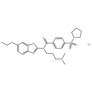 N-[3-(Dimethylamino)propyl]-N-(6-ethoxy-1,3-benzothiazol-2-YL)-4-(pyrrolidine-1-sulfonyl)benzamide hydrochloride结构式