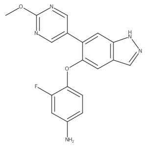3-Fluoro-4-[[6-(2-methoxy-5-pyrimidinyl)-1H-indazol-5-yl]oxy]benzenamine结构式