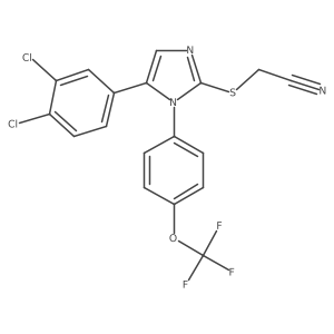 2-((5-(3,4-dichlorophenyl)-1-(4-(trifluoromethoxy)phenyl)-1H-imidazol-2-yl)thio)acetonitrile Structure