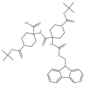 4-(4-((((9H-Fluoren-9-yl)methoxy)carbonyl)amino)-1-(tert-butoxycarbonyl)piperidine-4-carboxamido)-1-(tert-butoxycarbonyl)piperidine-4-carboxylic acid Structure