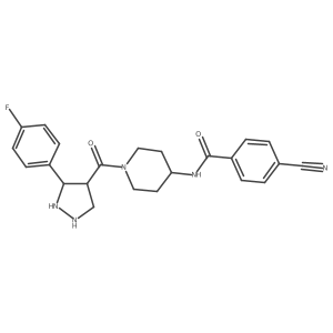 4-cyano-N-[1-[3-(4-fluorophenyl)pyrazolidine-4-carbonyl]piperidin-4-yl]benzamide结构式