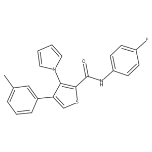 N-(4-fluorophenyl)-4-(3-methylphenyl)-3-(1H-pyrrol-1-yl)thiophene-2-carboxamide结构式