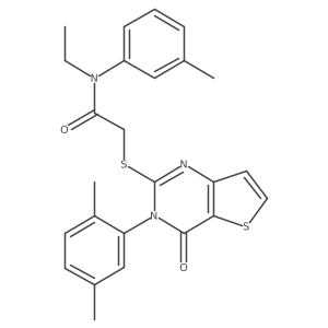 2-{[3-(2,5-dimethylphenyl)-4-oxo-3,4-dihydrothieno[3,2-d]pyrimidin-2-yl]sulfanyl}-N-ethyl-N-(3-methylphenyl)acetamide结构式