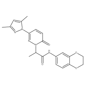 N-(2,3-dihydrobenzo[b][1,4]dioxin-6-yl)-2-(3-(3,5-dimethyl-1H-pyrazol-1-yl)-6-oxopyridazin-1(6H)-yl)propanamide结构式