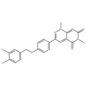 3-(4-((3,4-Dichlorobenzyl)oxy)phenyl)-1,6-dimethylpyrimido[5,4-e][1,2,4]triazine-5,7(1H,6H)-dione Structure