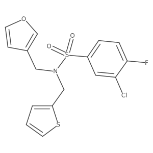 3-chloro-4-fluoro-N-(furan-3-ylmethyl)-N-(thiophen-2-ylmethyl)benzenesulfonamide Structure