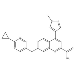 7-((2-Cyclopropylpyrimidin-5-yl)methyl)-4-(1-methyl-1H-pyrazol-4-yl)quinoline-2-carboxamide结构式