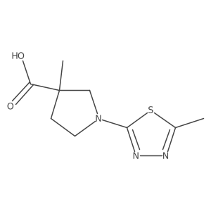 3-Methyl-1-(5-methyl-1,3,4-thiadiazol-2-yl)pyrrolidine-3-carboxylic acid Structure