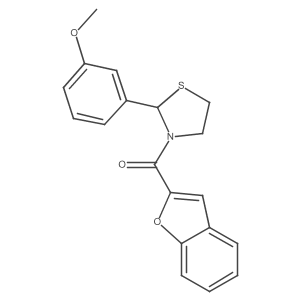 Benzofuran-2-yl(2-(3-methoxyphenyl)thiazolidin-3-yl)methanone结构式