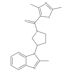 (2,4-dimethylthiazol-5-yl)(3-(2-methyl-1H-benzo[d]imidazol-1-yl)pyrrolidin-1-yl)methanone结构式