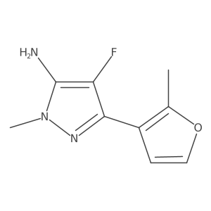 4-fluoro-1-methyl-3-(2-methylfuran-3-yl)-1H-pyrazol-5-amine结构式