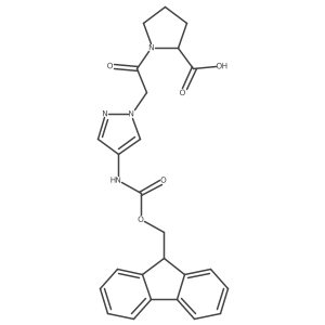 (2S)-1-{2-[4-({[(9H-fluoren-9-yl)methoxy]carbonyl}amino)-1H-pyrazol-1-yl]acetyl}pyrrolidine-2-carboxylic acid结构式