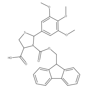 (4R)-3-{[(9H-fluoren-9-yl)methoxy]carbonyl}-2-(3,4,5-trimethoxyphenyl)-1,3-thiazolidine-4-carboxylic acid结构式