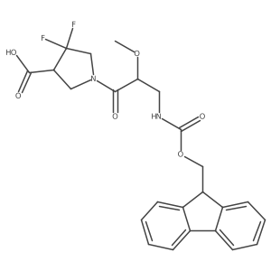 1-[3-({[(9H-fluoren-9-yl)methoxy]carbonyl}amino)-2-methoxypropanoyl]-4,4-difluoropyrrolidine-3-carboxylic acid结构式