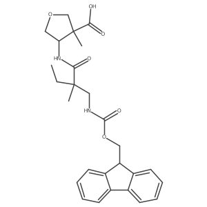 4-{2-[({[(9H-fluoren-9-yl)methoxy]carbonyl}amino)methyl]-2-methylbutanamido}-3-methyloxolane-3-carboxylic acid结构式