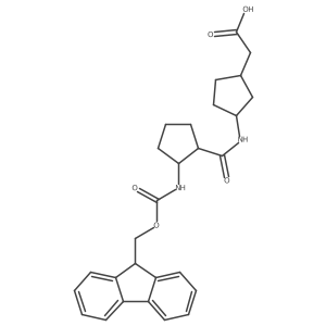 rac-2-{3-[(1R,2S)-2-({[(9H-fluoren-9-yl)methoxy]carbonyl}amino)cyclopentaneamido]cyclopentyl}acetic acid结构式