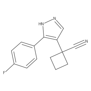 1-[3-(4-fluorophenyl)-1H-pyrazol-4-yl]cyclobutane-1-carbonitrile结构式