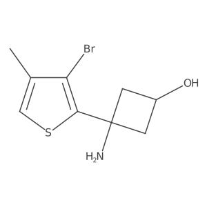 3-Amino-3-(3-bromo-4-methylthiophen-2-yl)cyclobutan-1-ol结构式