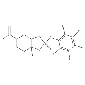(3aR,5S,7aR)-7a-methyl-2-(2,3,4,5,6-pentafluorophenyl)sulfanyl-5-prop-1-en-2-yl-2-sulfanylidene-4,5,6,7-tetrahydro-3aH-benzo[d][1,3,2]oxathiaphosphole结构式