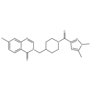3-{[1-(1,5-dimethyl-1H-pyrazole-3-carbonyl)piperidin-4-yl]methyl}-7-fluoro-3,4-dihydroquinazolin-4-one Structure