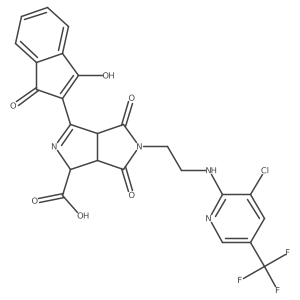 5-(2-{[3-chloro-5-(trifluoromethyl)-2-pyridinyl]amino}ethyl)-3-(1,3-dioxo-1,3-dihydro-2H-inden-2-yliden)-4,6-dioxooctahydropyrrolo[3,4-c]pyrrole-1-carboxylic acid Structure