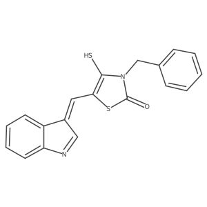 (Z)-5-((1H-indol-3-yl)methylene)-3-benzyl-4-thioxothiazolidin-2-one结构式