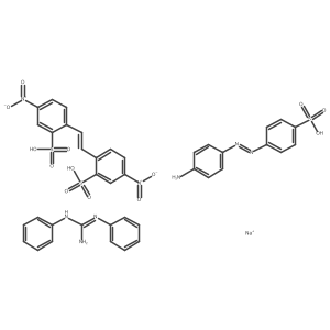 sodium;4-[(4-aminophenyl)diazenyl]benzenesulfonic acid;1,2-diphenylguanidine;5-nitro-2-[(E)-2-(4-nitro-2-sulfophenyl)ethenyl]benzenesulfonic acid Structure