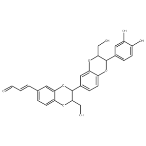 2-Propenal, 3-[2a(2)-(3,4-dihydroxyphenyl)-2,2a(2),3,3a(2)-tetrahydro-3,3a(2)-bis(hydroxymethyl)[2,6a(2)-bi-1,4-benzodioxin]-7-yl]-结构式