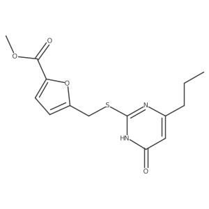 Methyl 5-(((6-oxo-4-propyl-1,6-dihydropyrimidin-2-yl)thio)methyl)furan-2-carboxylate结构式