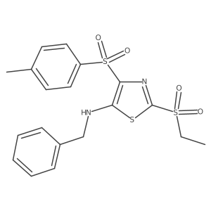 N-benzyl-2-(ethylsulfonyl)-4-[(4-methylphenyl)sulfonyl]-1,3-thiazol-5-amine结构式