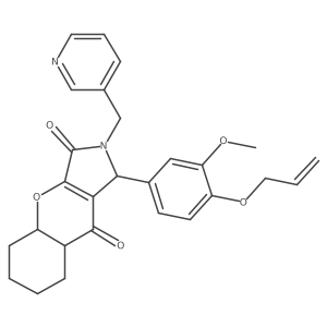 1-(3-methoxy-4-prop-2-enoxyphenyl)-2-(pyridin-3-ylmethyl)-4a,5,6,7,8,8a-hexahydro-1H-chromeno[2,3-c]pyrrole-3,9-dione结构式