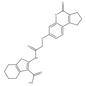 2-[2-({4-oxo-1H,2H,3H,4H-cyclopenta[c]chromen-7-yl}oxy)acetamido]-4,5,6,7-tetrahydro-1-benzothiophene-3-carboxamide Structure