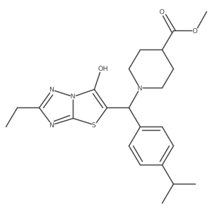 Methyl 1-((2-ethyl-6-hydroxythiazolo[3,2-b][1,2,4]triazol-5-yl)(4-isopropylphenyl)methyl)piperidine-4-carboxylate结构式