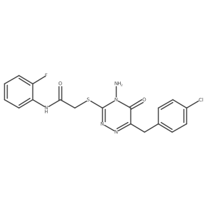 2-({4-amino-6-[(4-chlorophenyl)methyl]-5-oxo-4,5-dihydro-1,2,4-triazin-3-yl}sulfanyl)-N-(2-fluorophenyl)acetamide结构式
