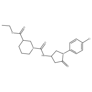 Ethyl 1-((1-(4-chlorophenyl)-5-oxopyrrolidin-3-yl)carbamoyl)piperidine-3-carboxylate结构式
