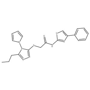 N-(4-phenylthiazol-2-yl)-2-((5-propyl-4-(1H-pyrrol-1-yl)-4H-1,2,4-triazol-3-yl)thio)acetamide结构式