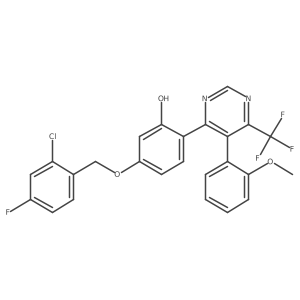 5-[(2-Chloro-4-fluorobenzyl)oxy]-2-[5-(2-methoxyphenyl)-6-(trifluoromethyl)pyrimidin-4-yl]phenol结构式