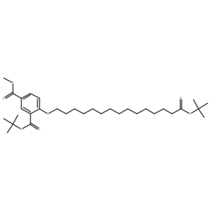 4-(14-tert-Butoxycarbonyl-tetradecyloxy)-isophthalic acid 3-tert-butyl ester 1-methyl ester结构式