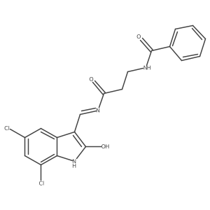 N-(3-{[(Z)-(5,7-dichloro-2-oxo-1,2-dihydro-3H-indol-3-ylidene)methyl]amino}-3-oxopropyl)benzamide结构式