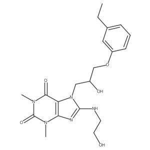 7-(3-(3-ethylphenoxy)-2-hydroxypropyl)-8-((2-hydroxyethyl)amino)-1,3-dimethyl-1H-purine-2,6(3H,7H)-dione结构式