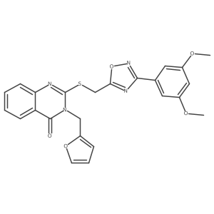 2-(((3-(3,5-dimethoxyphenyl)-1,2,4-oxadiazol-5-yl)methyl)thio)-3-(furan-2-ylmethyl)quinazolin-4(3H)-one结构式