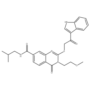 2-((2-(1H-indol-3-yl)-2-oxoethyl)thio)-N-isobutyl-3-(2-methoxyethyl)-4-oxo-3,4-dihydroquinazoline-7-carboxamide结构式
