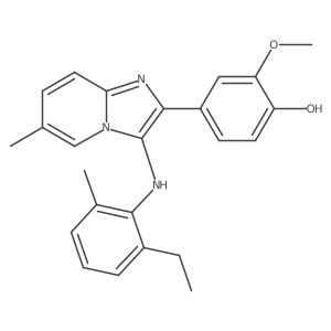 4-[3-(2-Ethyl-6-methylanilino)-6-methylimidazo[1,2-a]pyridin-2-yl]-2-methoxyphenol结构式