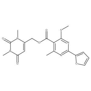 (1,3-Dimethyl-2,6-dioxo-1,2,3,6-tetrahydropyrimidin-4-yl)methyl 2-(furan-2-yl)-4-methyl-6-(methylsulfanyl)pyrimidine-5-carboxylate结构式