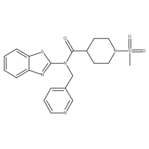 N-(1,3-benzothiazol-2-yl)-1-methanesulfonyl-N-[(pyridin-3-yl)methyl]piperidine-4-carboxamide结构式
