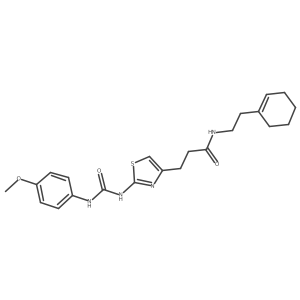 N-[2-(cyclohex-1-en-1-yl)ethyl]-3-(2-{[(4-methoxyphenyl)carbamoyl]amino}-1,3-thiazol-4-yl)propanamide Structure