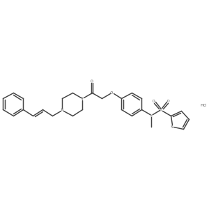 N-methyl-N-[4-[2-oxo-2-[4-[(E)-3-phenylprop-2-enyl]piperazin-1-yl]ethoxy]phenyl]thiophene-2-sulfonamide;hydrochloride结构式