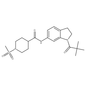 N-[1-(2,2-dimethylpropanoyl)-2,3-dihydro-1H-indol-6-yl]-1-methanesulfonylpiperidine-4-carboxamide结构式