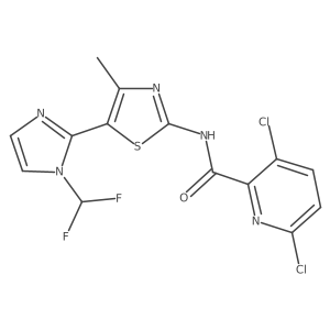 Cc1nc(NC(=O)c2nc(Cl)ccc2Cl)sc1-c1nccn1C(F)F结构式